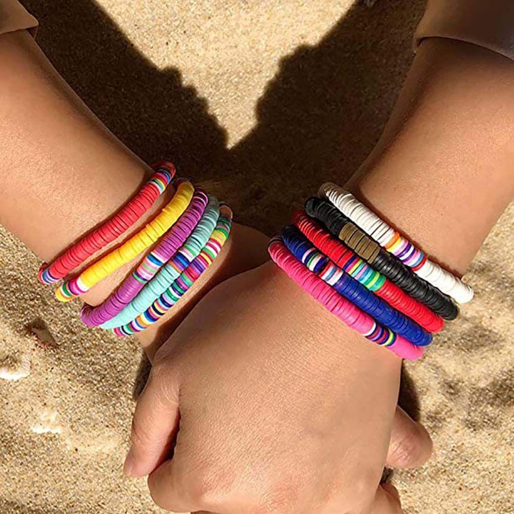 Needway   Bohemian Clay Gelang Klasik Elastis Musim Panas Hadiah Wanita Pantai Bangles