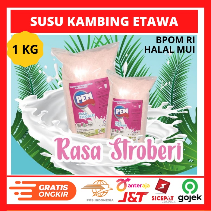 

Susu Kambing Etawa Bubuk Rasa Strawberry Kemasan 1kg Susu Bubuk PEM Goat Milk