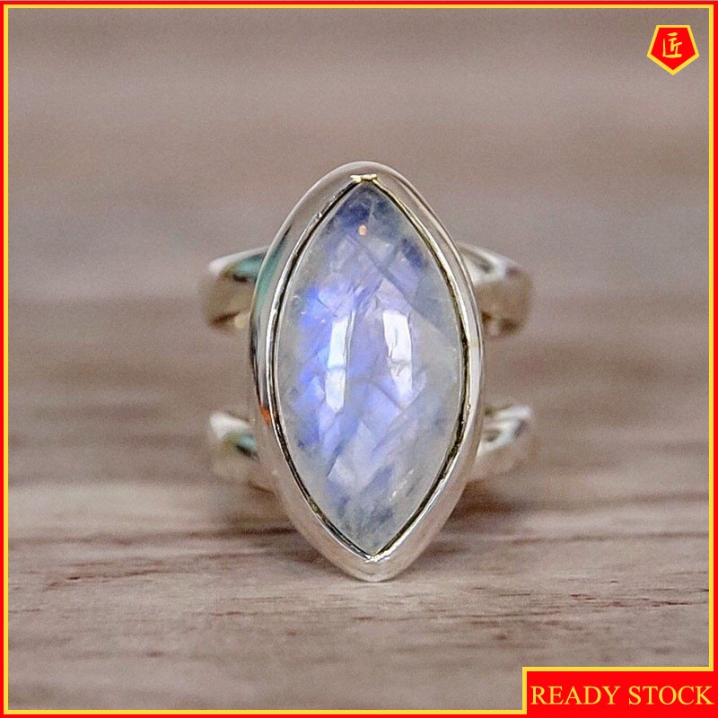 [Ready Stock]Retro Personality Silver Moonstone Ring