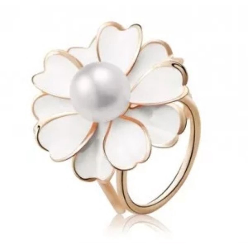 Ring Hijab Bunga - Cincin Kerudung - Ring Syal Scarf-PUTIH