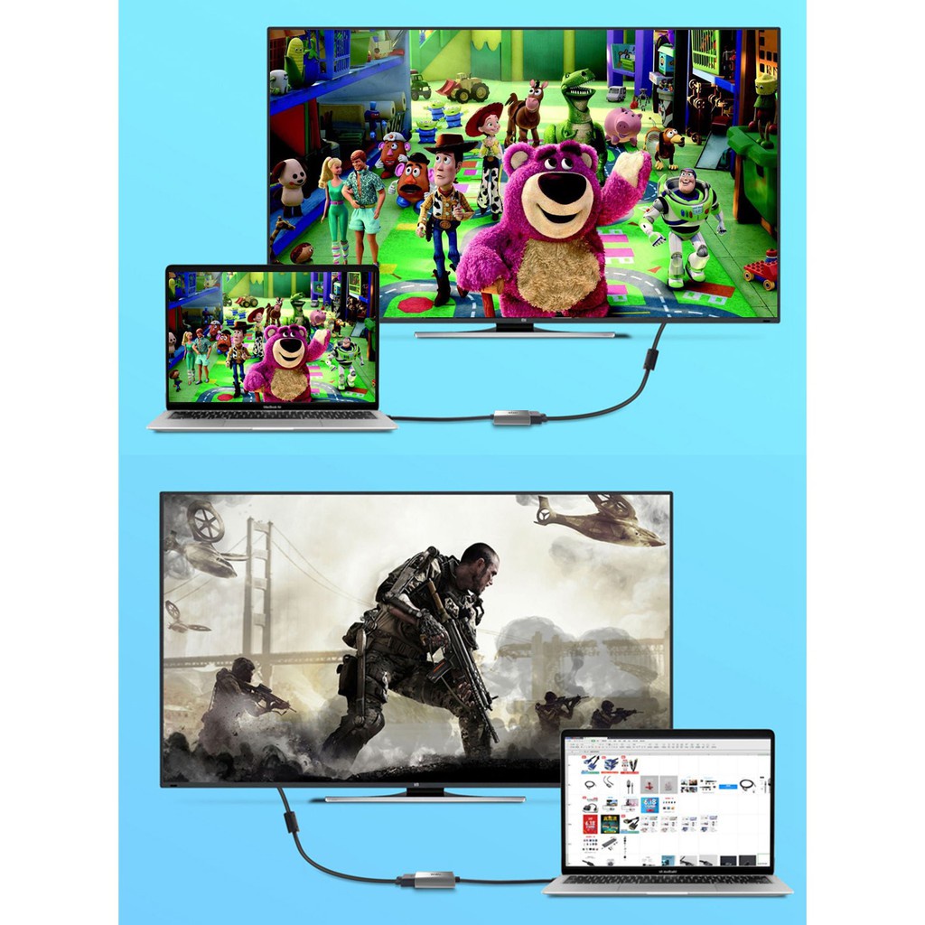 WIWU ALPHA HDMI - Hub Adapter USB-C to 4K HDMI Connector Cable - Kabel Adapter USB Type-C ke HDMI