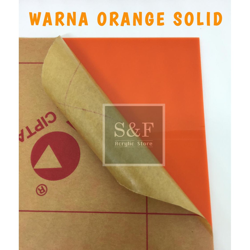 AKRILIK WARNA ORANGE GLOSSY/ AKRILIK LEMBARAN 3MM / ACRYLIC WARNA / AKRILIK  ORANGE SOLID/GLOSSY