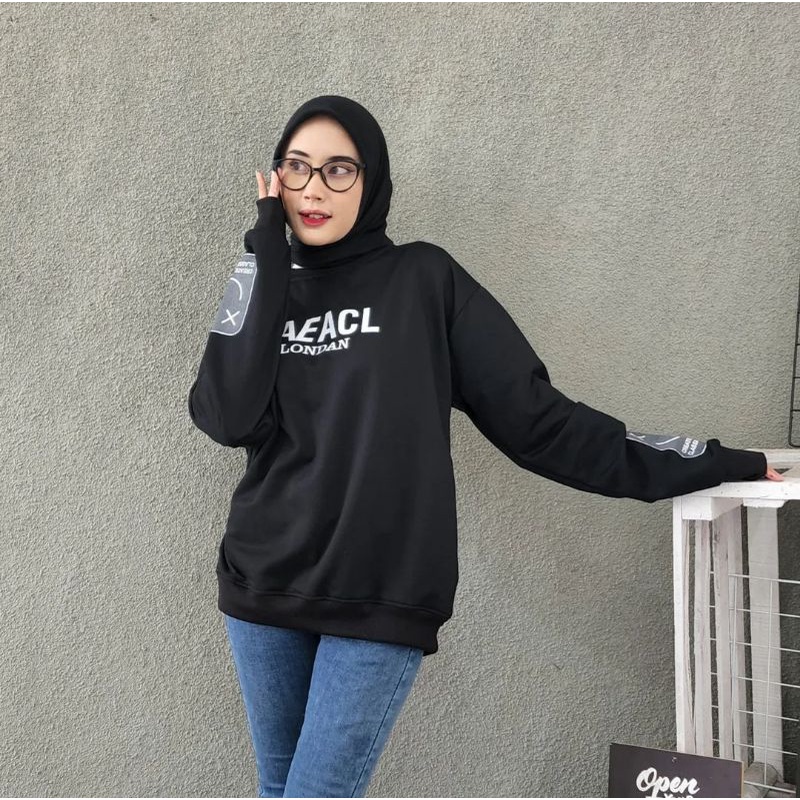 SWEATER WANITA CREWNECK WANITA SWEATER PAEACEL BASIC OBLONG