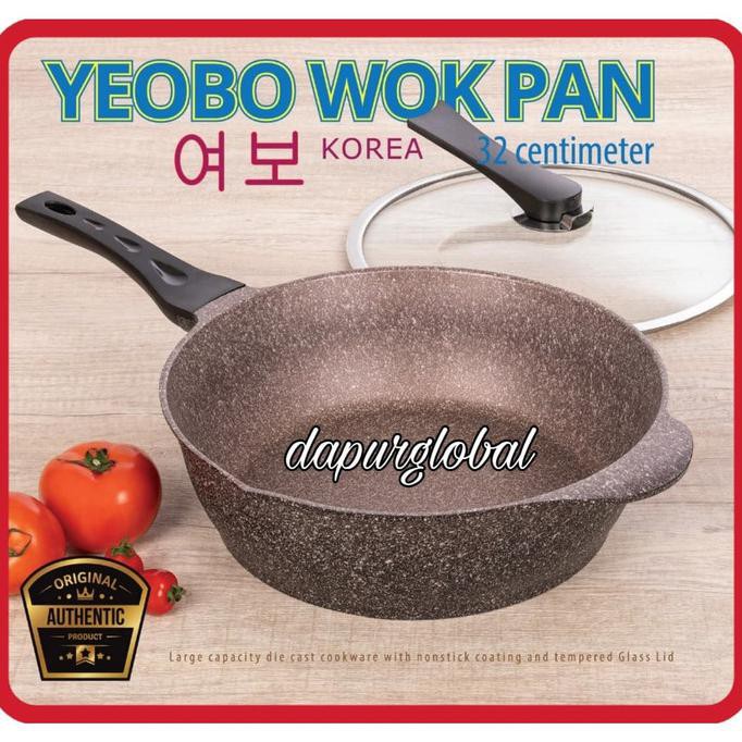 wok pan 32 yeobo original korea / panci anti lengket / marble korea