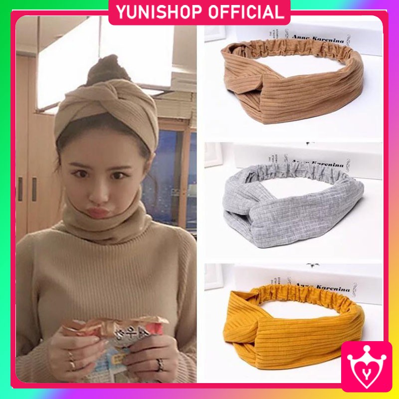 Bandana Simpul Polos Rajut Ala Korea / Bando Rambut Wanita Unik / Aksesoris Rambut /  TV-68