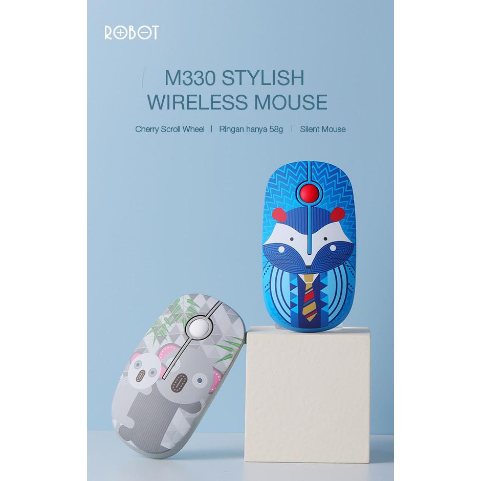 ROBOT M330 Silent Mouse Stylish Wireless Mouse Cherry Scroll Whell Silent Key Portable and Stylish