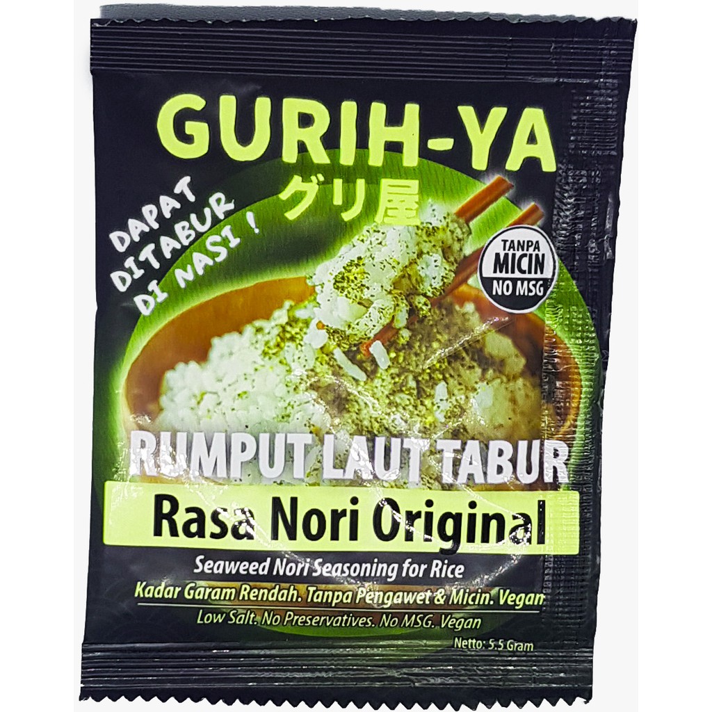 

SC03 Gurih Ya Gurihya Seaweed Nori Seasoning (Abon Rumput Laut) Sachet 5.5gr Rasa Original