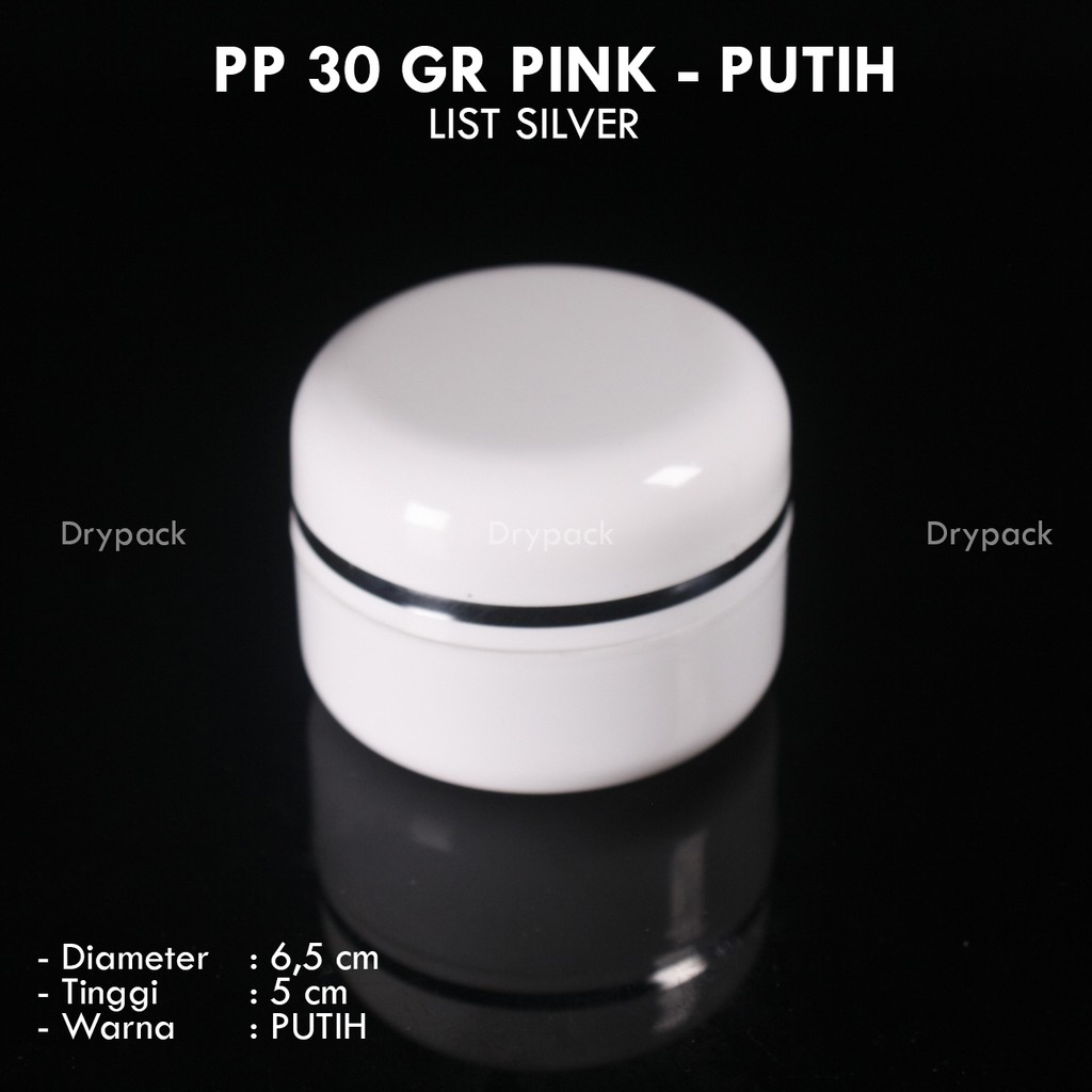 Pot cream 30 gr / Pot cream 30 gr putih list silver