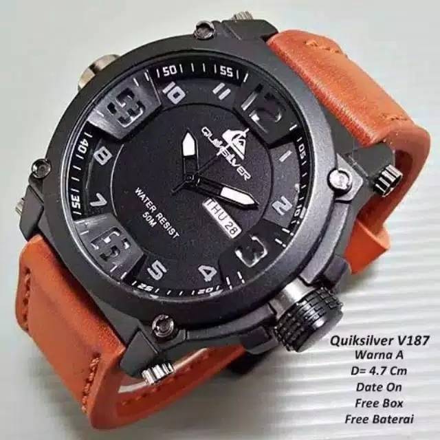 Jam Tangan Pria Sporty Quicksilver Ocean Day Date Kulit