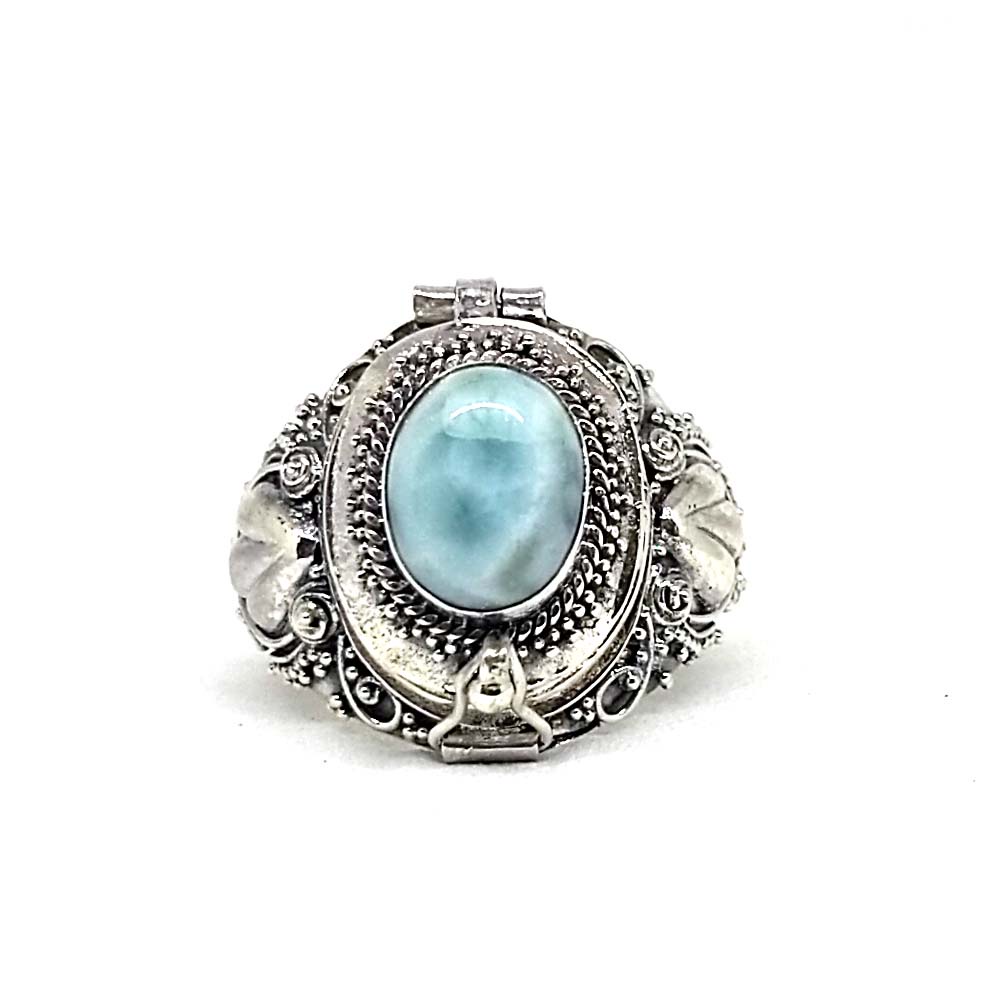 Cincin Ring Perak Silver Bali Jimat Box Buka Jawan Batu Asli 925 Kritik Larimar Pria Laki Wanita