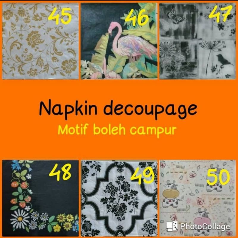 Tissue decoupage tisu decoupage napkin decoupage kertas kerajinan decoupage