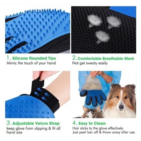 QUALITY Two-Sided Pet Grooming Glove Efficient Hair Remover Glove