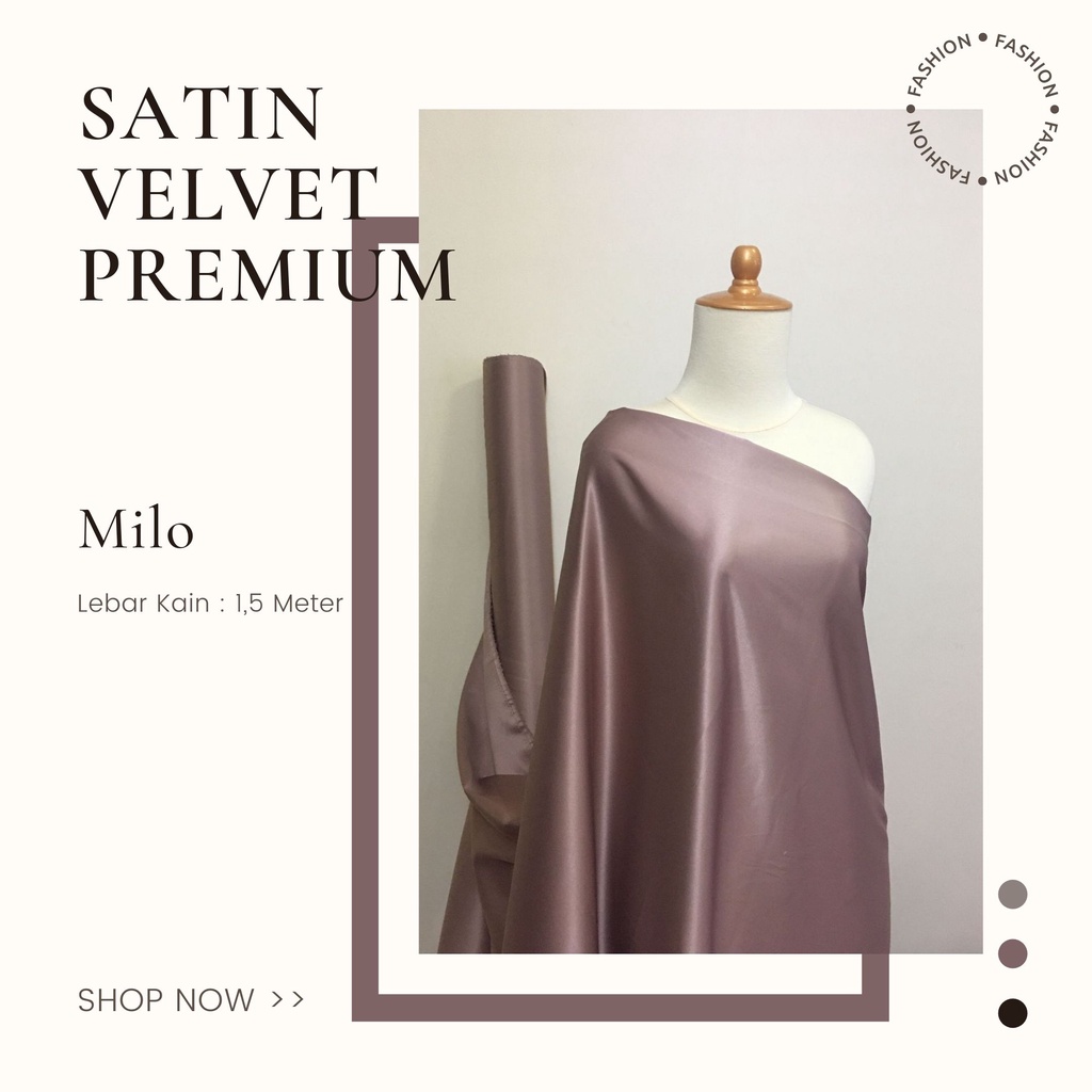 Kain Furing Satin Sateen Silk Velvet Premium Warna Coklat Milo