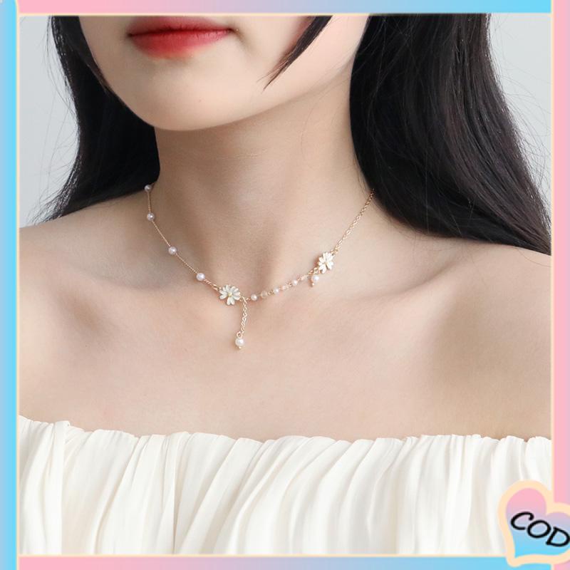 COD❤️ Personalized Anggrek Bunga Daisy Kalung Bunga Kupu-kupu Rantai Klavikula Serbaguna Feminin-A.one