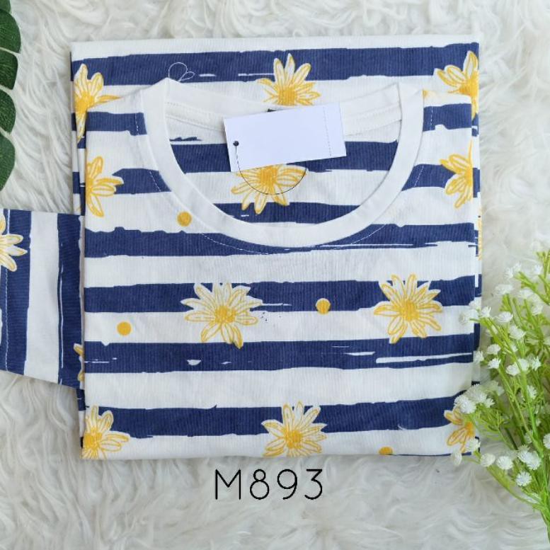 (Terbaik) Kaos Motif Bunga Matahari Wanita Lengan Panjang