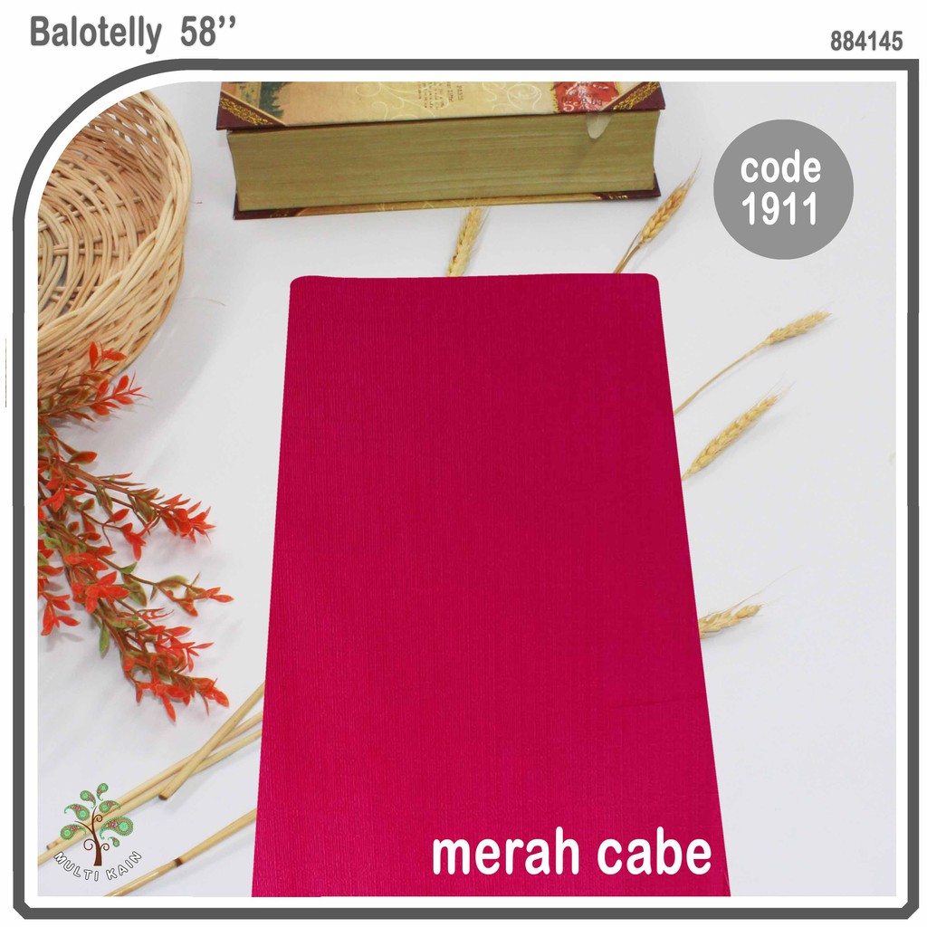 Bahan multi Kain Balotelly / Balotelli / baloteli Polos high twist polyester Meteran Harga Grosir-1911 merah cabe