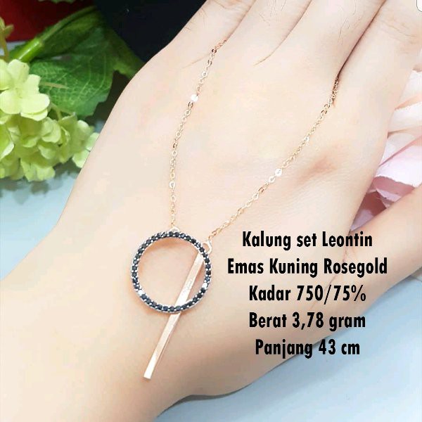 Kalung set Liontin emas kuning rosegold kadar 750