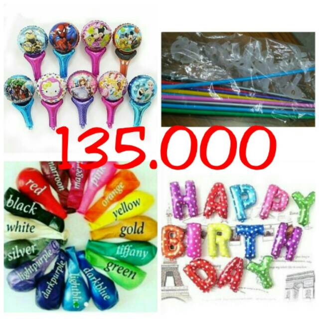 Balon foil karakter / balon lateks / stik balon / balon huruf