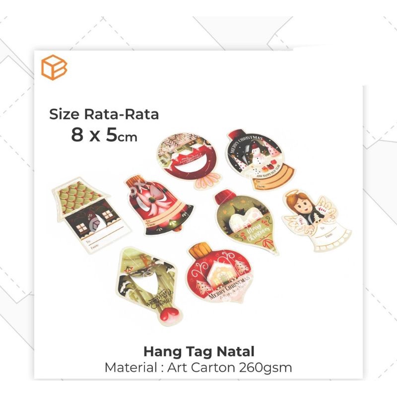 HAND TAG NATAL ISI 20 PCS 8x5cm MIX MOTIF