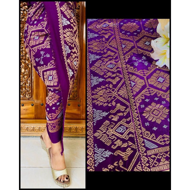 Kamen Endek Polos Bordir Songket/ Kamen Lembaran/ Kamen Bordir lembaran Bali/ Kamben Murah Bagus