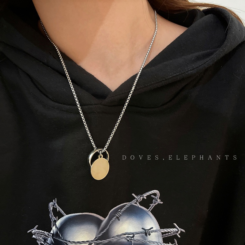 Kalung Rantai Liontin Cincin Bahan titanium steel Gaya hip hop Untuk Aksesoris