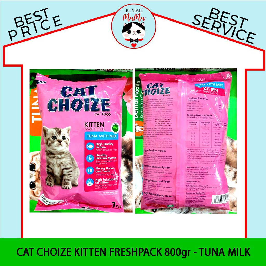 MAKANAN ANAK KUCING KITTEN CAT CHOIZE 1kg MENGANDUNG SUSU