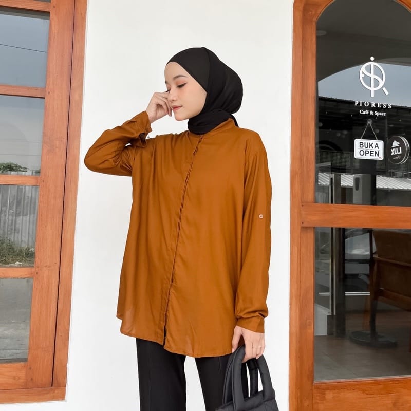 BEFAST - ZEC OOTD Blouse CASPER / Moldy Rayon Diamond Blouse / Kemeja Wanita Terbaru / Atasan Lengan Panjang / Hem Polos / Pakaian Casual Wanita / Kemeja Kerja Formal / Fashion Kekinian Wanita ABG / Terlaris