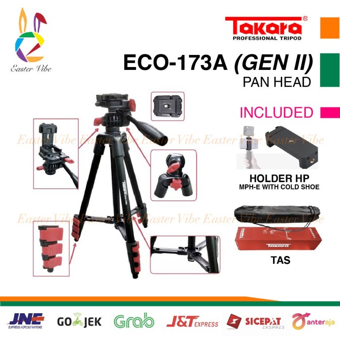 Tripod TAKARA ECO-173A TRIPOD CAMERA DSLR MIRRORLESS - TAKARA ECO 173 A - 173A, STD BOX(E6X9) Tripod