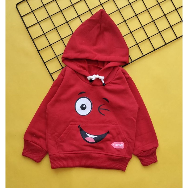 sweater mantel bayi tali 6-18 bulan motif emoticon