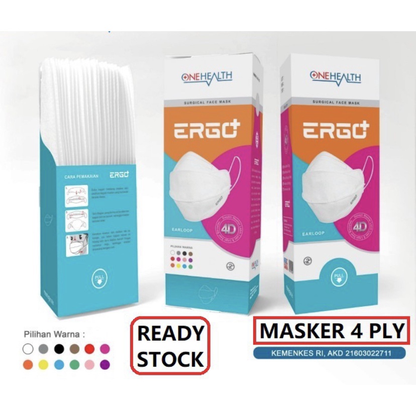 MASKER ERGO 4D / MASKER ERGO 1 BOX ISI 25 PCS ONEHEALTH