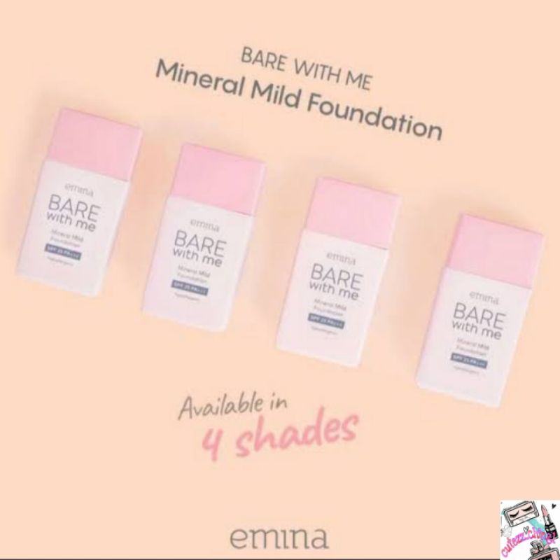 ☃️Cutezz_Ching1☃️Emina Bare With Me Mineral Mild Foundation 30ml