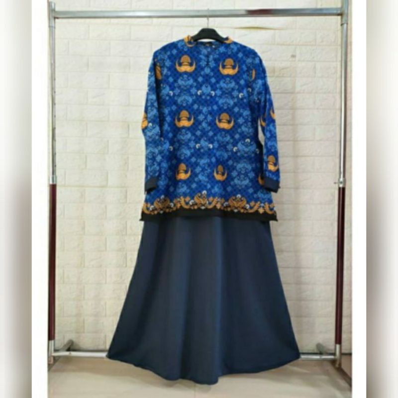 Gamis seragam Korpri kerja PNS model Rok bahan kombi Toyobo ori royal Mix eklusif