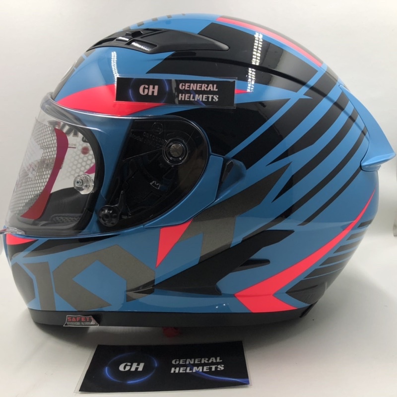HELM KYT FALCON FR RADIANT SKY BLUE FUXIA DOUBLE VISOR FULL FACE