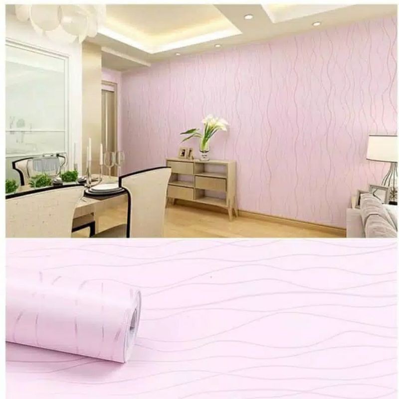 Wallpaper Dinding Motif Wave Pink Ukuran 10 Meter x 45 CM