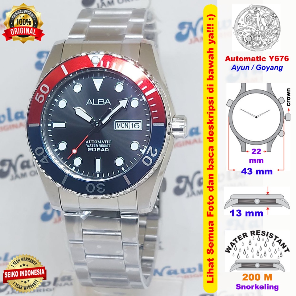 Alba Automatic AL4291X1 Pepsi Bezel - Jam Tangan Pria AL4291