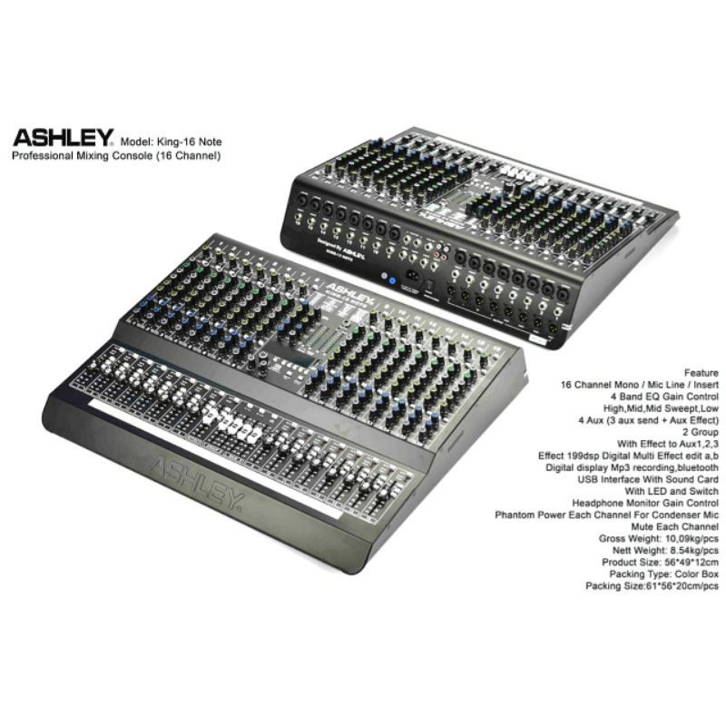 Mixer Audio 16 Channel Ashley KING 16 NOTE KING-16 NOTE KING16 NOTE Original TERBAIK
