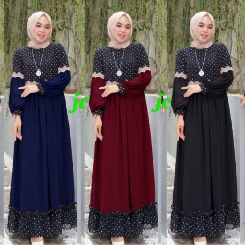 JCZR - Maxi Dress Melati / Maxi Wanita Elegant Terbaru / Maxi Dress Wanita Muslim