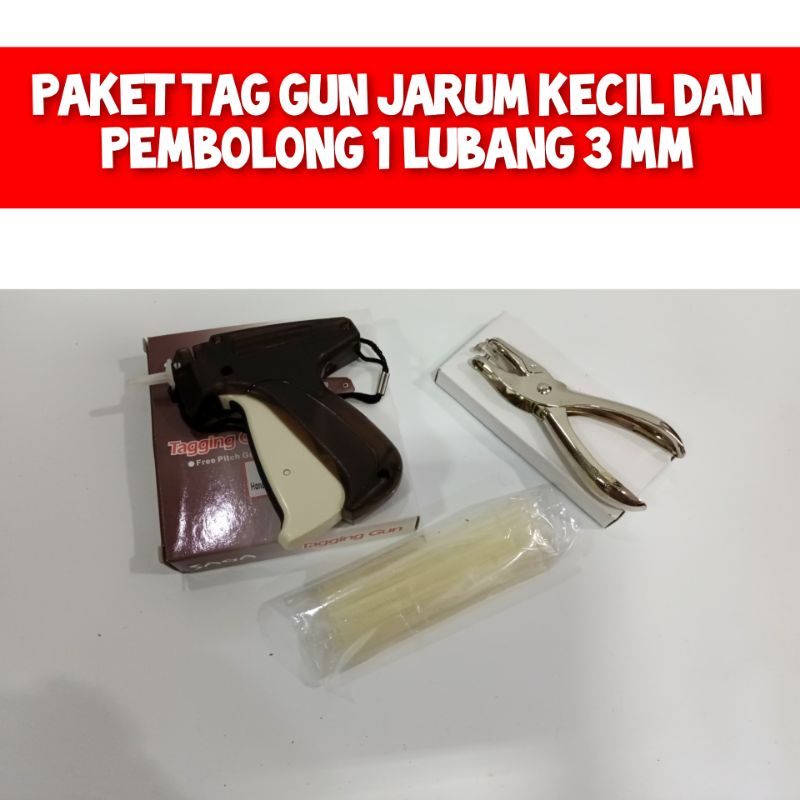 

Paket tag gun alat tembak pin jarum halus pembolong 1 lubang kecil merk hang tag hangtag komplit