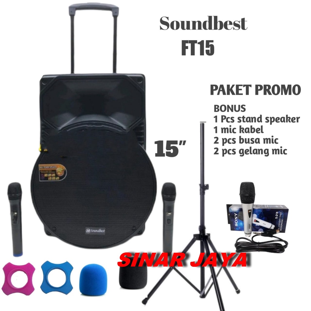 SPEAKER PORTABLE WIRELESS MEETING SOUNDBEST FT15 SPEAKER PORTABLE 15 INCH SOUNDBEST FT 15