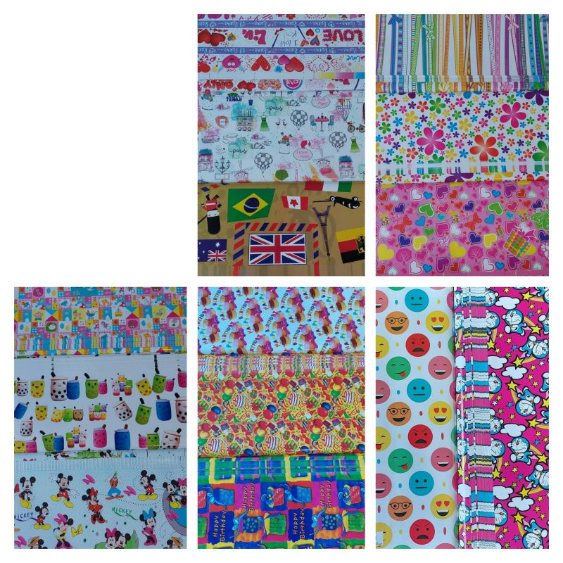 Kertas Kado Lucu Motif Batik / Kartun / HBD / Bunga / Baby