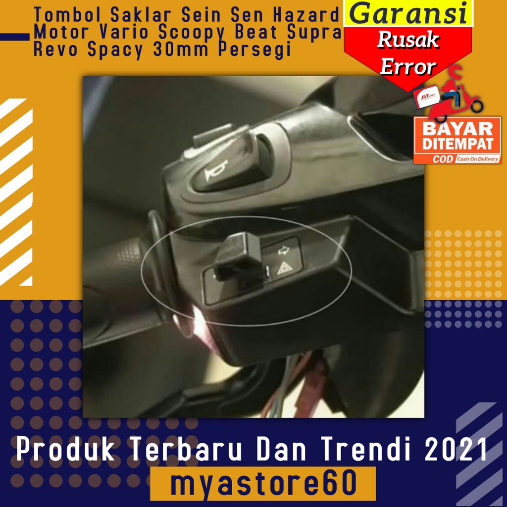 Tombol Saklar Sakelar Tombol Sein Sen Hazard Motor Vario Scoopy Beat Supra Revo Spacy 30mm Persegi