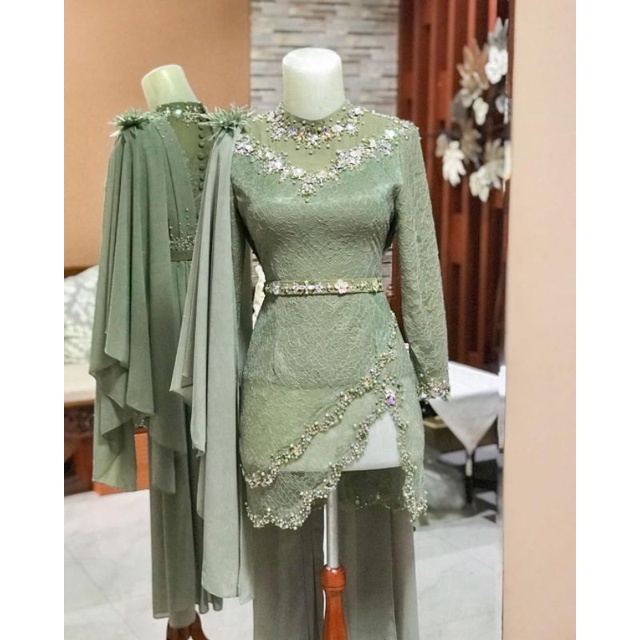 Jual KEBAYA SAGE CHANTILY KEBAYA WISUDA DRESS BRIDESMAIDS KEBAYA ...