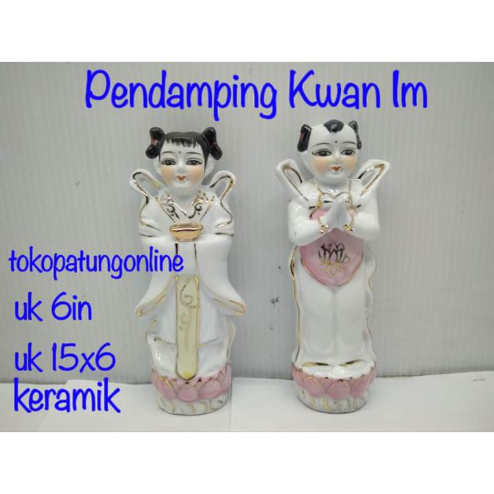 Patung Pendamping Kwan Im 6 in Keramik Uk15x6