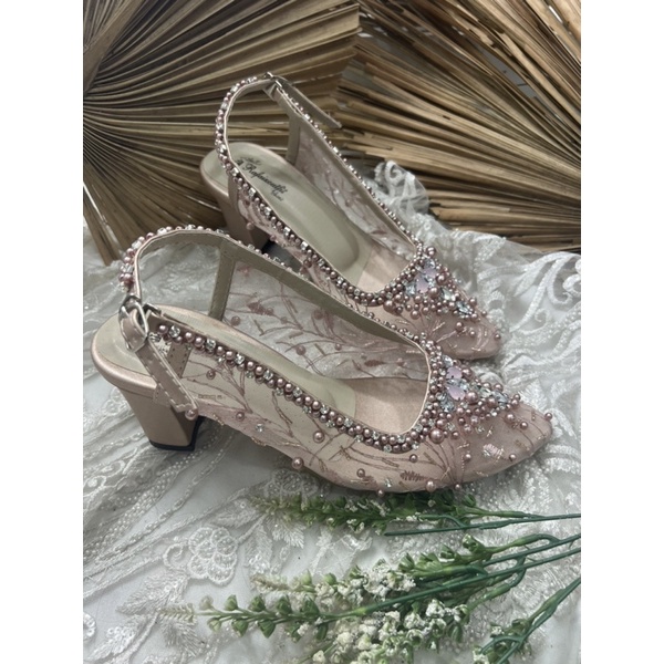 sepatu wanita wedding kiana rosegold 7cm tahu