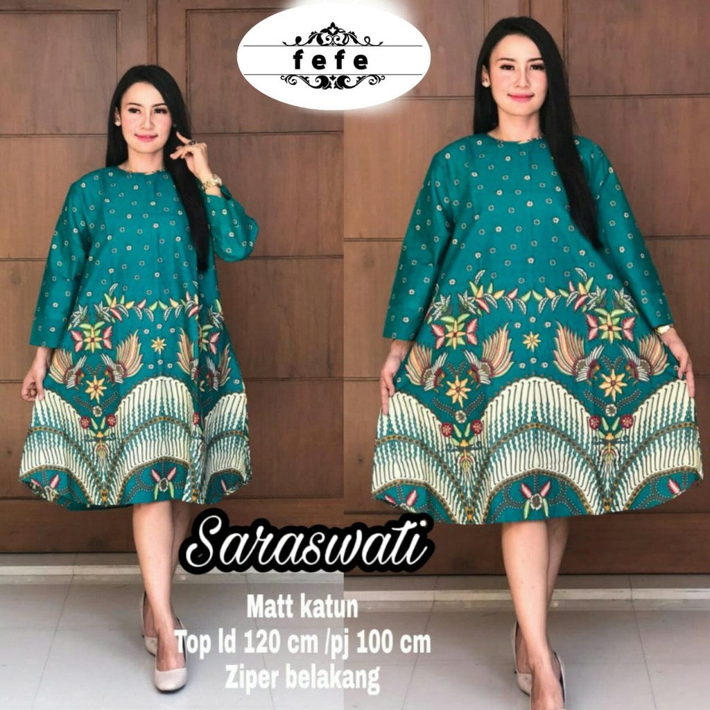 BAJU BATIK WANITA MODEL TUNIK JUMBO SARASWATI