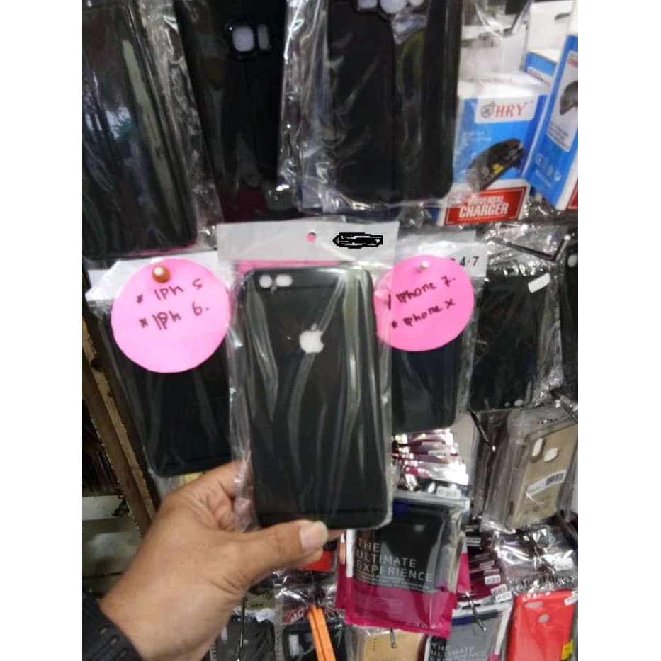 SLIM BLACK MATTE CASE IPHONE 7 PLUS SILICONE JELLY IPHONE LUBANG APPLE