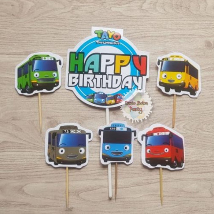 Cake Topper Happy Birthday / Cake Topper Tayo / Hiasan Kue BUS TAYO