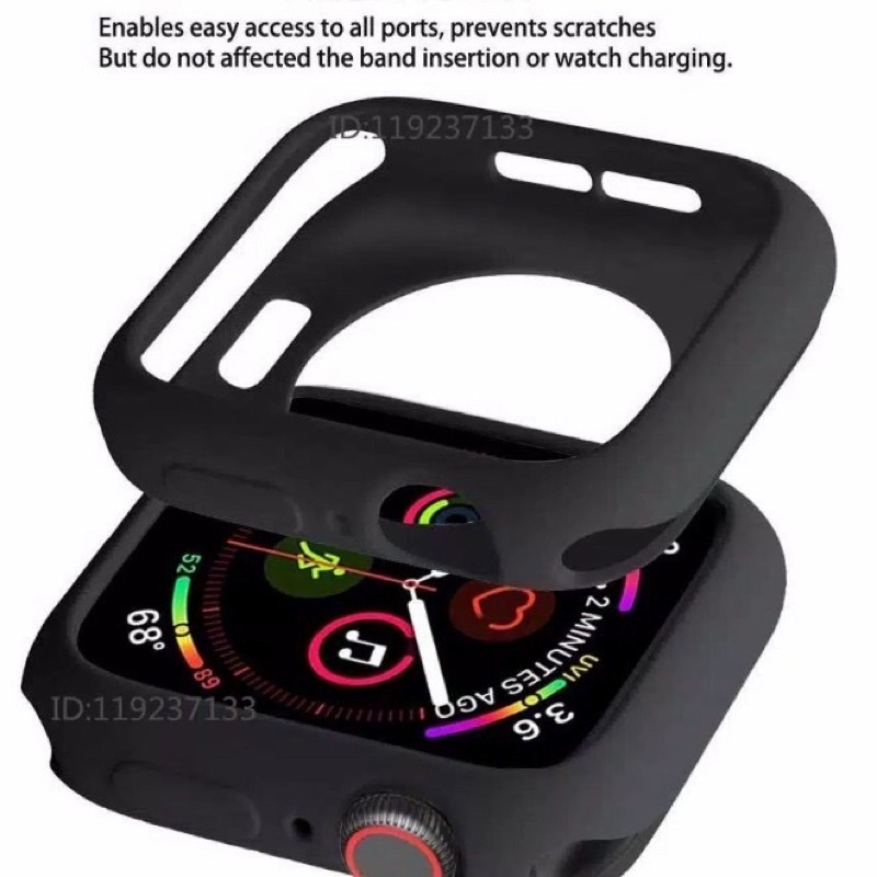 SILICON CASE APPLE WATCH BLACK SOFT CASE HITAM JAM APPLE SERIES 1 / 2 / 3 / 4 / 5 SERIES 38MM 40MM 4