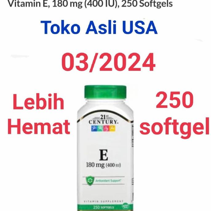 Vitamin E 400 Iu 250 Softgel 21St Century. Dijamin Asli Usa. Fatihstore121