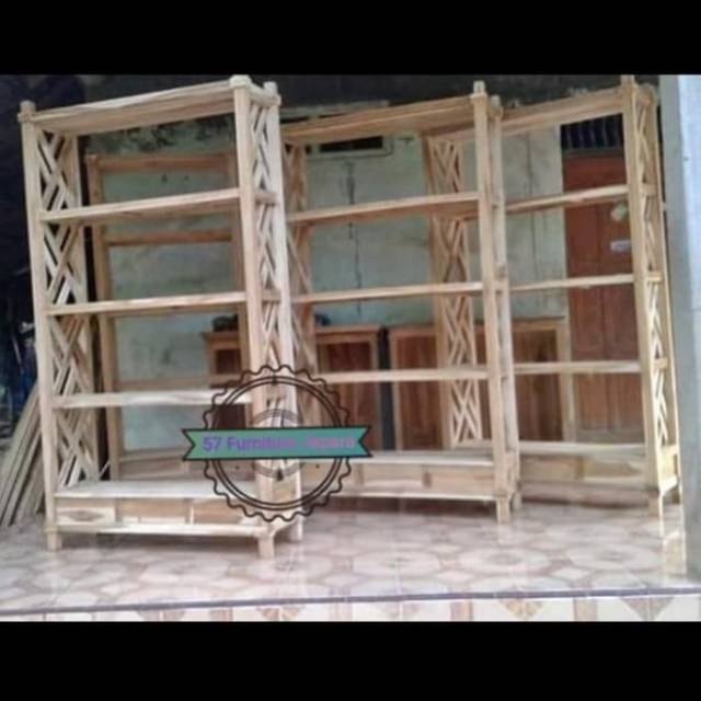 Lemari/rak jati untuk tempat hiasan/tempat boneka/Tas pajangan ruang tamu Mentahan